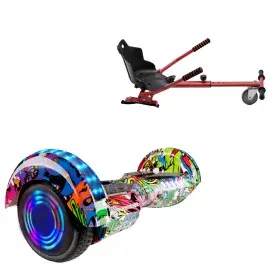 6.5 inch Hoverboard with Standard Hoverkart, Transformers Multicolor Junior, Standard Range and Red Ergonomic Seat, Smart Balance