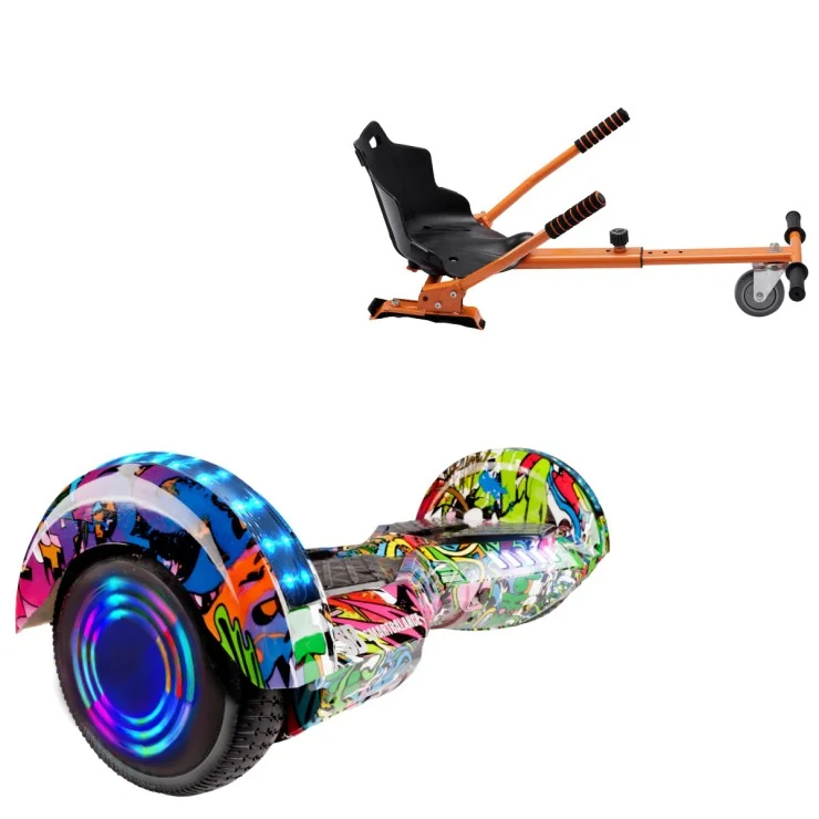 6.5 Zoll Hoverboard mit Standard Sitz, Transformers Multicolor Junior, Standard Reichweite und Orange Hoverboard Sitz, Smart Balance