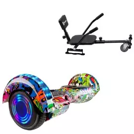 6.5 inch Hoverboard met Comfort Hoverkart, Transformers Multicolor Junior, Standard Afstand en Zwarte Comfort Hoverkart, Smart Balance