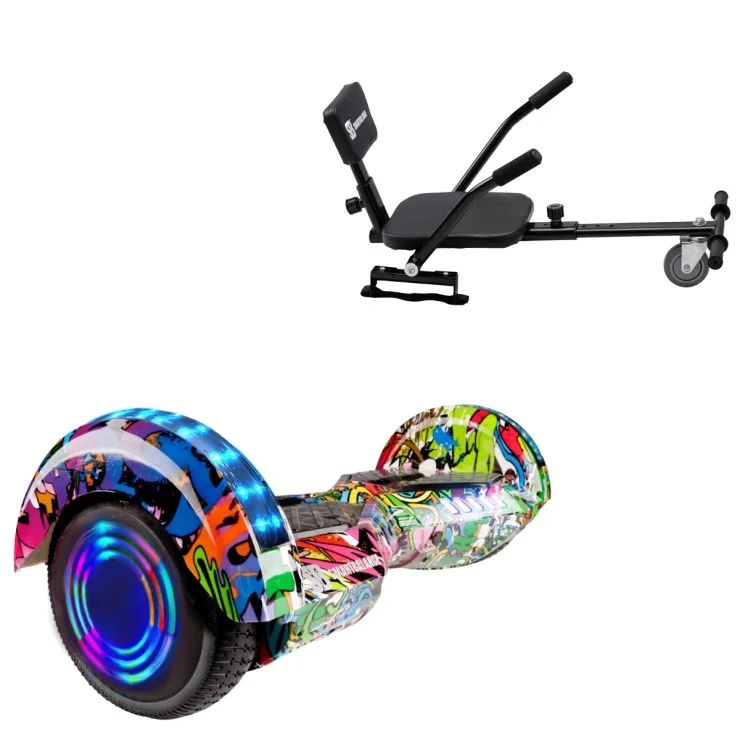 6.5 Zoll Hoverboard mit Comfort Sitz, Transformers Multicolor Junior, Standard Reichweite und Schwarz Comfort Sitz, Smart Balance