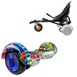 Paket Hoverboard Go Kart med Stötdämpare, 6.5 tums, Transformers Multicolor Junior, Standard Räckvidd och Svart Hoverkart med Stötdämpare, Smart Balance