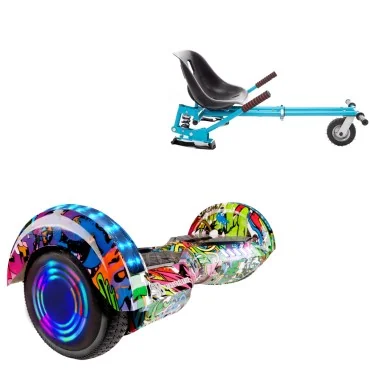 6.5 inch Hoverboard with Suspensions Hoverkart, Transformers Multicolor Junior, Standard Range and Blue Seat with Double Suspension Set, Smart Balance