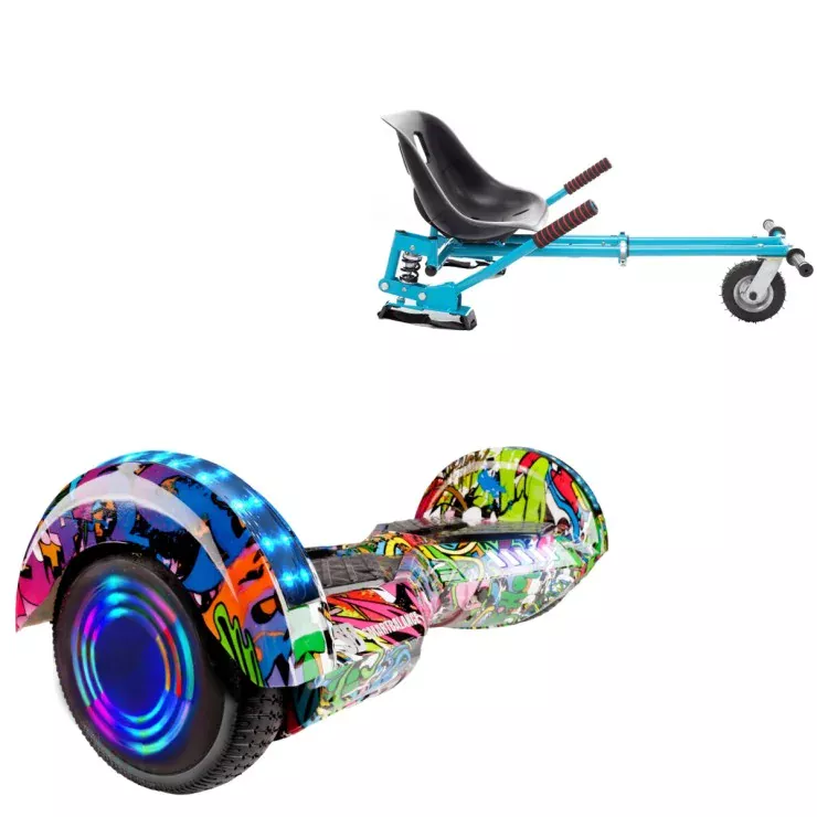 6.5 inch Hoverboard with Suspensions Hoverkart, Transformers Multicolor Junior, Standard Range and Blue Seat with Double Suspension Set, Smart Balance