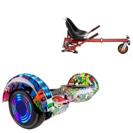 6.5 inch Hoverboard with Suspensions Hoverkart, Transformers Multicolor Junior, Standard Range and Red Seat with Double Suspension Set, Smart Balance