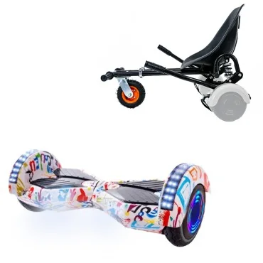 Hoverboard 6.5 Pouces et Hoverkart avec Amortisseurs, Transformers Splash Junior, Standard Autonomie et Hoverkart Noir avec Amortisseurs, Smart Balance