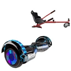 6.5 inch Hoverboard with Standard Hoverkart, Transformers Thunderstorm Blue Junior, Standard Range and Red Ergonomic Seat, Smart Balance