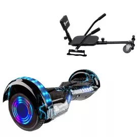 6.5 inch Hoverboard with Comfort Hoverkart, Transformers Thunderstorm Blue Junior, Standard Range and Black Comfort Seat, Smart Balance