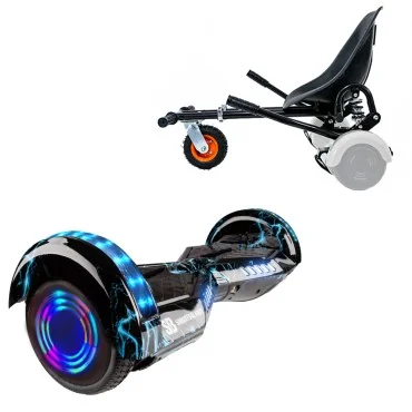 6.5 inch Hoverboard with Suspensions Hoverkart, Transformers Thunderstorm Blue Junior, Standard Range and Black Seat with Double Suspension Set, Smart Balance