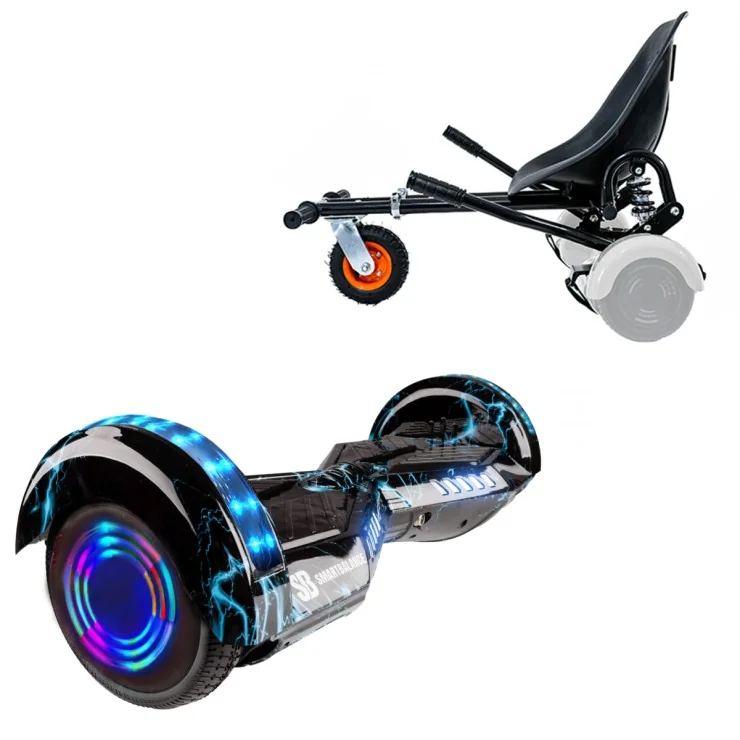 6.5 inch Hoverboard met Schokdempers Hoverkart, Transformers Thunderstorm Blue Junior, Standard Afstand en Zwarte Hoverkart met Schokdempers, Smart Balance