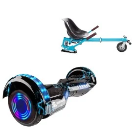 6.5 inch Hoverboard with Suspensions Hoverkart, Transformers Thunderstorm Blue Junior, Standard Range and Blue Seat with Double Suspension Set, Smart Balance