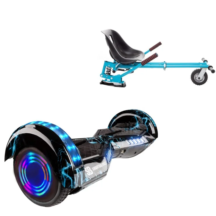 6.5 Zoll Hoverboard mit Stoßdämpfern Sitz, Transformers Thunderstorm Blue Junior, Standard Reichweite und Blau Stoßdämpfern Hoverboard Sitz, Smart Balance