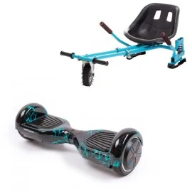 6.5 inch Hoverboard with Hoverkart, Suspension PRO Seat, Blue, 15 km/h, UL2272 Certified, Bluetooth, Led Lighting, 700W Power, 4Ah Battery, Smart Balance, Regular Thunderstorm