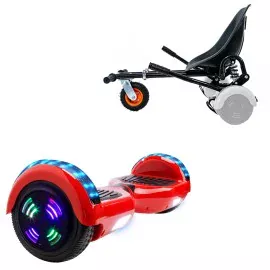 6.5 inch Hoverboard with Suspensions Hoverkart, Regular Red Junior, Standard Range and Black Seat with Double Suspension Set, Smart Balance