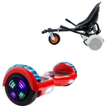 6.5 inch Hoverboard with Suspensions Hoverkart, Regular Red Junior, Standard Range and Black Seat with Double Suspension Set, Smart Balance