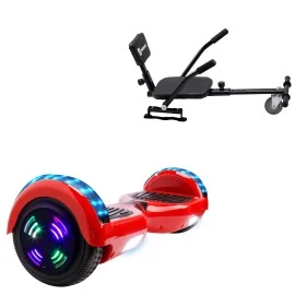 6.5 inch Hoverboard met Comfort Hoverkart, Regular Red Junior, Standard Afstand en Zwarte Comfort Hoverkart, Smart Balance