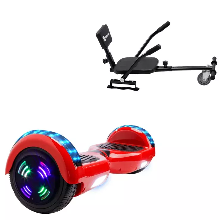 Hoverboard 6.5 pouces et Comfort Hoverkart Kit, Regular Red Junior, Standard Autonomie et Hoverkart Comfort Noire, Smart Balance