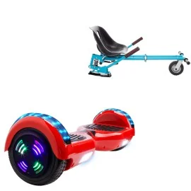 6.5 inch Hoverboard with Suspensions Hoverkart, Regular Red Junior, Standard Range and Blue Seat with Double Suspension Set, Smart Balance