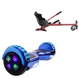 6.5 inch Hoverboard with Standard Hoverkart, Regular ElectroBlue Junior, Standard Range and Red Ergonomic Seat, Smart Balance