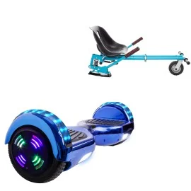 6.5 inch Hoverboard with Suspensions Hoverkart, Regular ElectroBlue Junior, Standard Range and Blue Seat with Double Suspension Set, Smart Balance