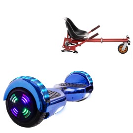 6.5 inch Hoverboard with Suspensions Hoverkart, Regular ElectroBlue Junior, Standard Range and Red Seat with Double Suspension Set, Smart Balance