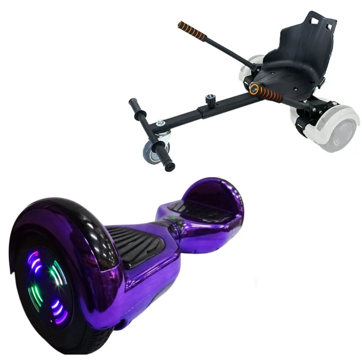 6.5 inch Hoverboard met Standaard Hoverkart, Regular ElectroPurple Junior, Standard Afstand en Zwarte Hoverkart, Smart Balance