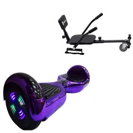 6.5 inch Hoverboard with Comfort Hoverkart, Regular ElectroPurple Junior, Standard Range and Black Comfort Seat, Smart Balance