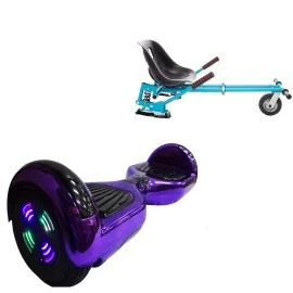 6.5 inch Hoverboard with Suspensions Hoverkart, Regular ElectroPurple Junior, Standard Range and Blue Seat with Double Suspension Set, Smart Balance