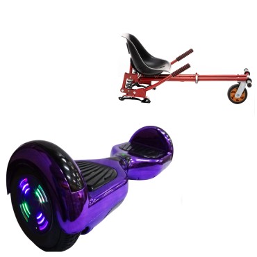 6.5 inch Hoverboard with Suspensions Hoverkart, Regular ElectroPurple Junior, Standard Range and Red Seat with Double Suspension Set, Smart Balance