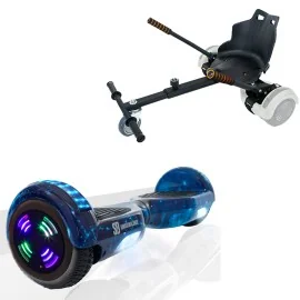 6.5 inch Hoverboard with Standard Hoverkart, Regular Galaxy Blue Junior, Standard Range and Black Ergonomic Seat, Smart Balance