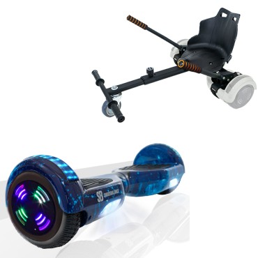 6.5 inch Hoverboard met Standaard Hoverkart, Regular Galaxy Blue Junior, Standard Afstand en Zwarte Hoverkart, Smart Balance