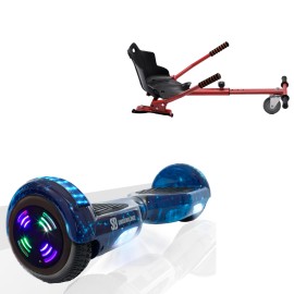 6.5 inch Hoverboard with Standard Hoverkart, Regular Galaxy Blue Junior, Standard Range and Red Ergonomic Seat, Smart Balance