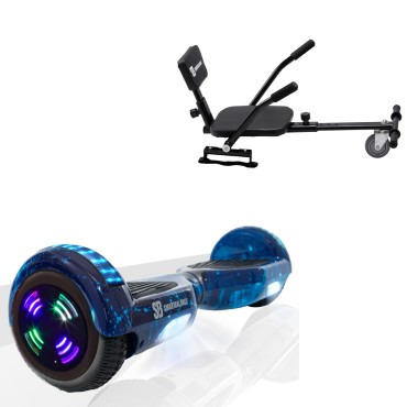 6.5 inch Hoverboard with Comfort Hoverkart, Regular Galaxy Blue Junior, Standard Range and Black Comfort Seat, Smart Balance