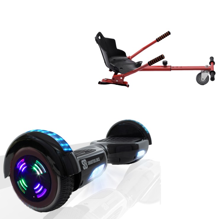 6.5 inch Hoverboard met Standaard Hoverkart, Regular Black Junior, Standard Afstand en Rood Hoverkart, Smart Balance