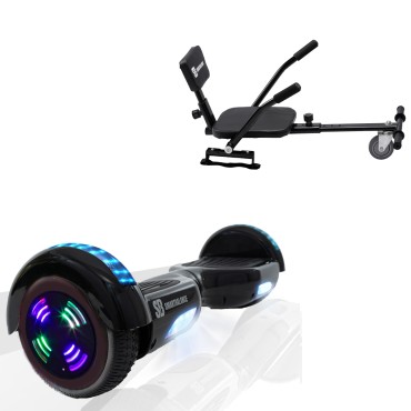 6.5 inch Hoverboard with Comfort Hoverkart, Regular Black Junior, Standard Range and Black Comfort Seat, Smart Balance