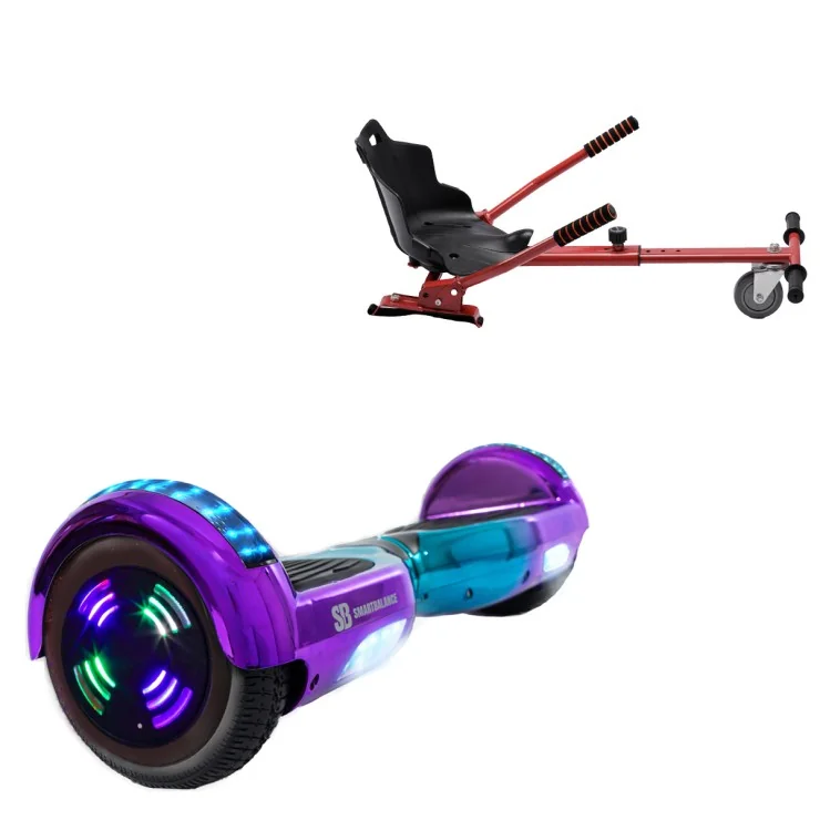 6.5 inch Hoverboard with Standard Hoverkart, Regular Dakota Junior, Standard Range and Red Ergonomic Seat, Smart Balance