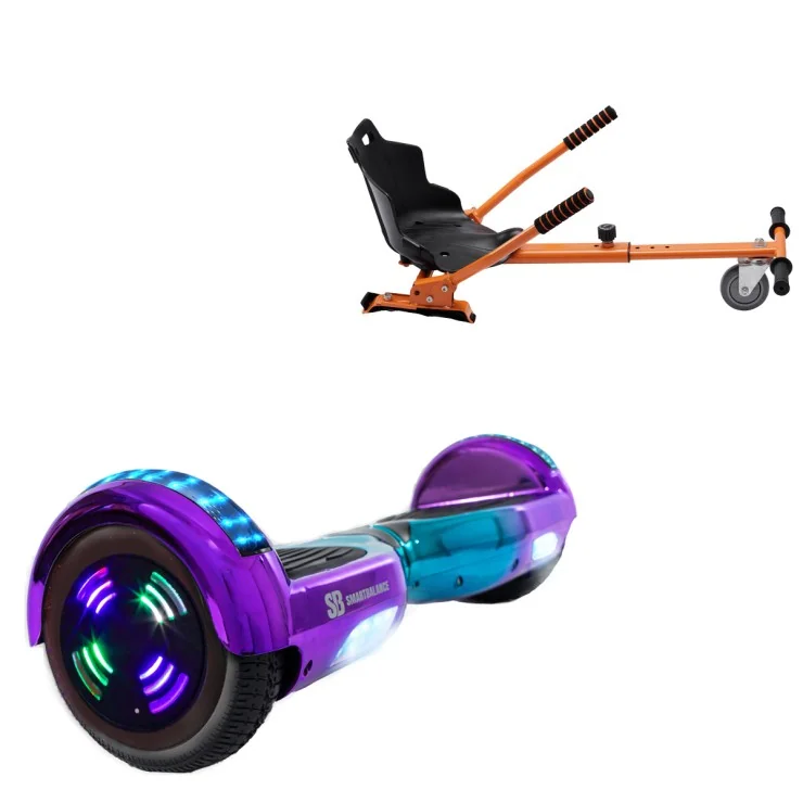 6.5 inch Hoverboard with Standard Hoverkart, Regular Dakota Junior, Standard Range and Orange Ergonomic Seat, Smart Balance