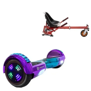 Paket Hoverboard Go Kart med Stötdämpare, 6.5 tums, Regular Dakota Junior, Standard Räckvidd och Röd Hoverkart med Stötdämpare, Smart Balance