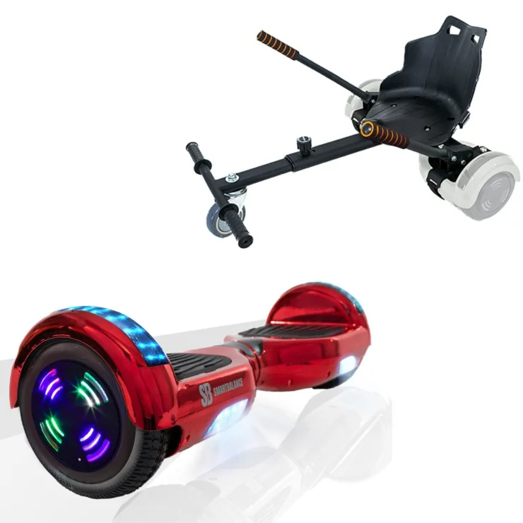 6.5 inch Hoverboard met Standaard Hoverkart, Regular ElectroRed Junior, Standard Afstand en Zwarte Hoverkart, Smart Balance