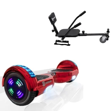 6.5 inch Hoverboard with Comfort Hoverkart, Regular Electrored Junior, Standard Range and Black Comfort Seat, Smart Balance