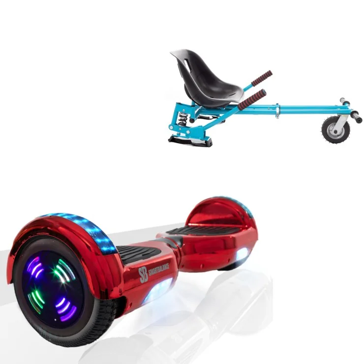 6.5 inch Hoverboard with Suspensions Hoverkart, Regular Electrored Junior, Standard Range and Blue Seat with Double Suspension Set, Smart Balance