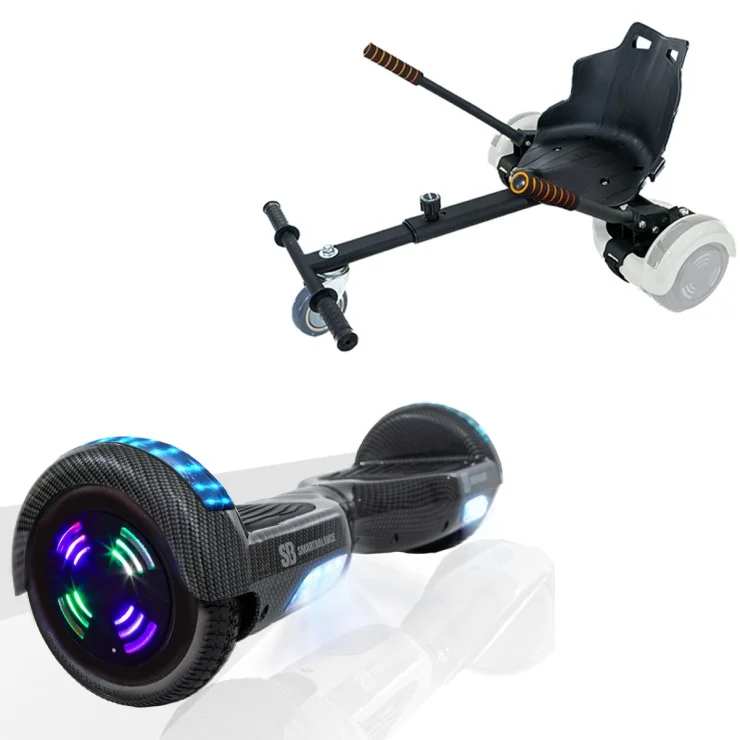 6.5 inch Hoverboard met Standaard Hoverkart, Regular Carbon Junior, Standard Afstand en Zwarte Hoverkart, Smart Balance