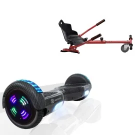 Hoverboard 6.5 Pouces et Standard Hoverkart Kit, Regular Carbon Junior, Standard Autonomie et Hoverkart Rouge Standard, Smart Balance