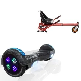 Paket Hoverboard Go Kart med Stötdämpare, 6.5 tums, Regular Carbon Junior, Standard Räckvidd och Röd Hoverkart med Stötdämpare, Smart Balance