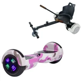 6.5 Zoll Hoverboard mit Standard Sitz, Regular Camouflage Pink Junior, Standard Reichweite und Schwarz Hoverboard Sitz, Smart Balance