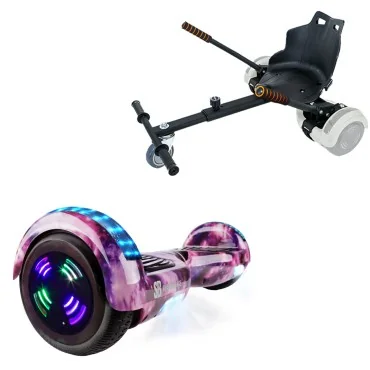 6.5 Zoll Hoverboard mit Standard Sitz, Regular Galaxy Pink Junior, Standard Reichweite und Schwarz Hoverboard Sitz, Smart Balance