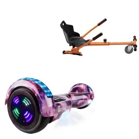 6.5 Zoll Hoverboard mit Standard Sitz, Regular Galaxy Pink Junior, Standard Reichweite und Orange Hoverboard Sitz, Smart Balance