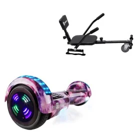 Hoverboard 6.5 pouces et Comfort Hoverkart Kit, Regular Galaxy Pink Junior, Standard Autonomie et Hoverkart Comfort Noire, Smart Balance