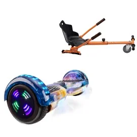 6.5 inch Hoverboard with Standard Hoverkart, Regular Galaxy Orange Junior, Standard Range and Orange Ergonomic Seat, Smart Balance