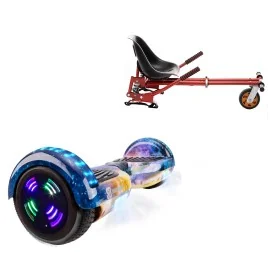 6.5 inch Hoverboard with Suspensions Hoverkart, Regular Galaxy Orange Junior, Standard Range and Red Seat with Double Suspension Set, Smart Balance