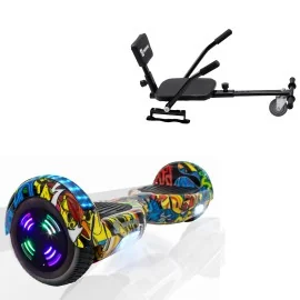 6.5 inch Hoverboard met Comfort Hoverkart, Regular HipHop Junior, Standard Afstand en Zwarte Comfort Hoverkart, Smart Balance